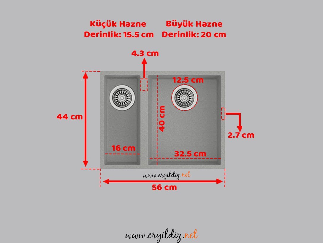 Teka Square 2B 760-560 Tg Granit Evye Gri-560 Tg Er yıldız hırdavat