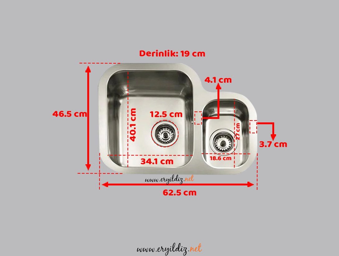 Teka Stage Be 625 Paslanmaz Çelik Küçük Hazneli Tezgah Altı Evye 11 - 2B - Sağ 