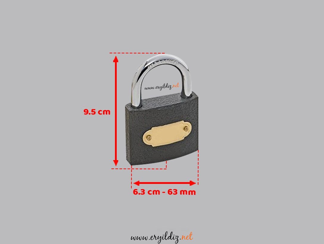Gri Asma Kilit 63 mm Eryıldız hırdavat
