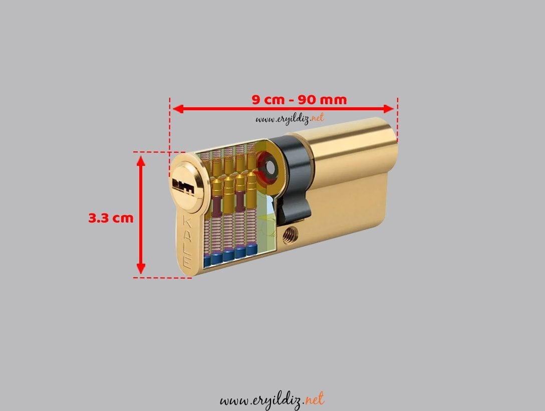 Kale Kilit 164 BNE Bilyalı Şifreli Çelik Pimli Barel 90 mm - Sarı Eryıldız hırdavat