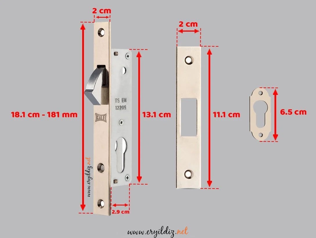 Kale Kilit 201-20 Silindirli Sürme Kapı Kilidi Eryıldız Hırdavat