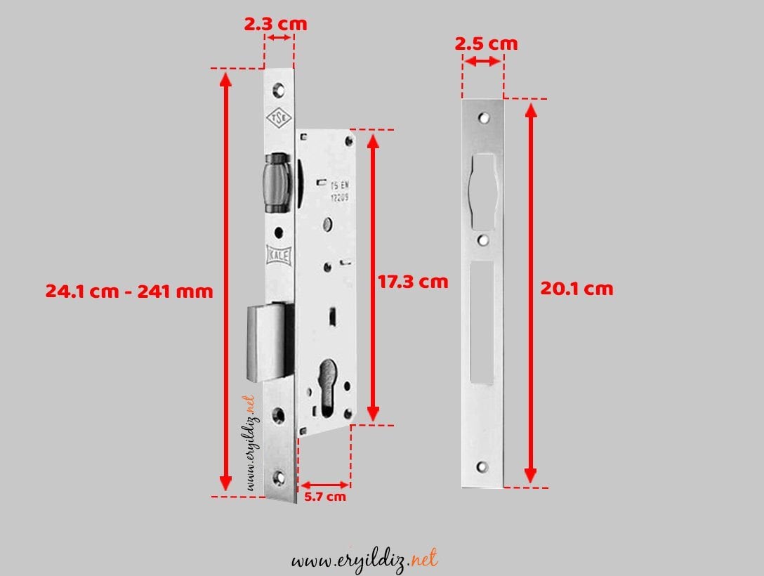 Kale Kilit Alüminyum Kapı Kilitleri Nikel 154-40 mm / Makaralı Eryıldız Hırdavat
