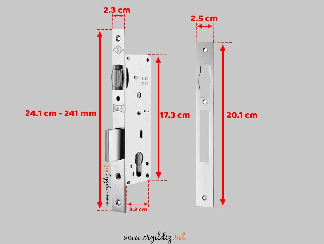 Kale Kilit Alüminyum Kapı Kilitleri Nikel 155B-20 mm / Makaralı ErYıldız Hırdavat