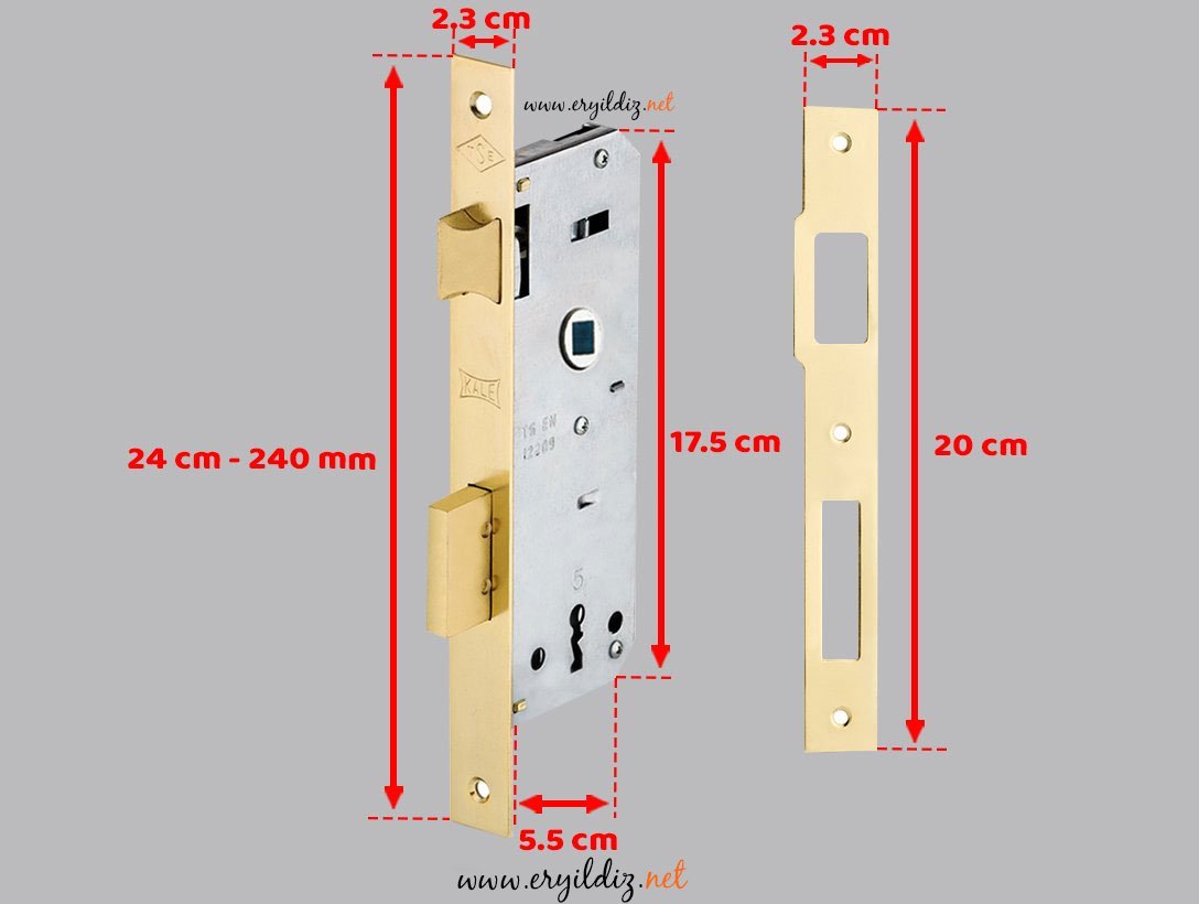 Kale Kilit Köşeli Oda Kapı Kilidi - 151-R 40 mm / Sarı ErYıldız Hırdavat