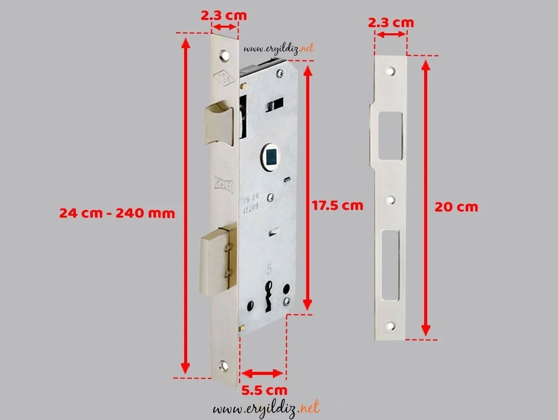 Kale Kilit Köşeli Oda Kapı Kilidi - 151R-40 mm / Nikel Eryıldız hırdavat