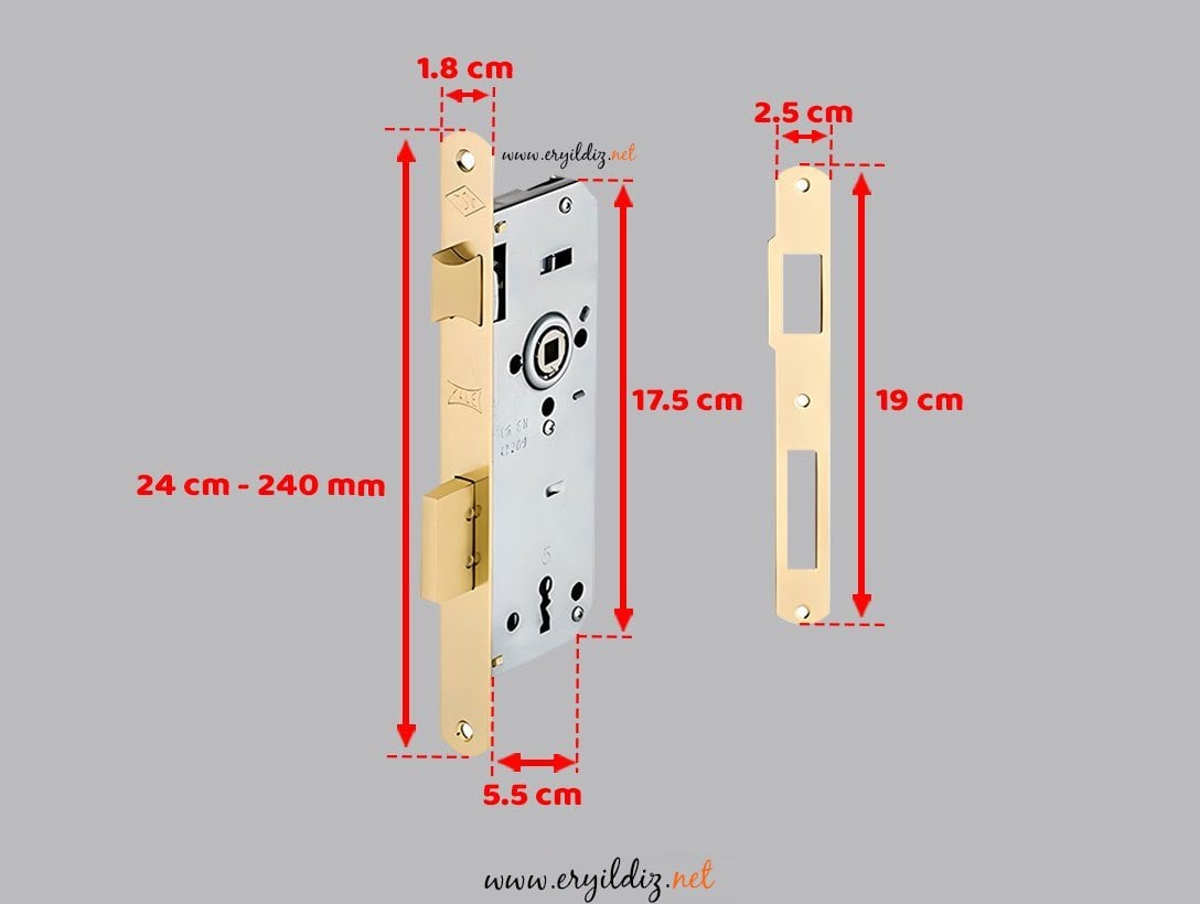 Kale Kilit Oval Oda Kapı Kilidi - 141R-45 mm / Sarı Eryıldız Hırdavat