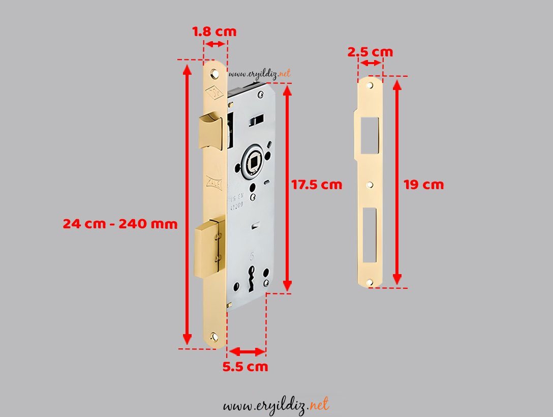 Kale Kilit Oval Oda Kapı Kilidi - 151R-40 mm / Sarı Er Yıldız Hırdavat