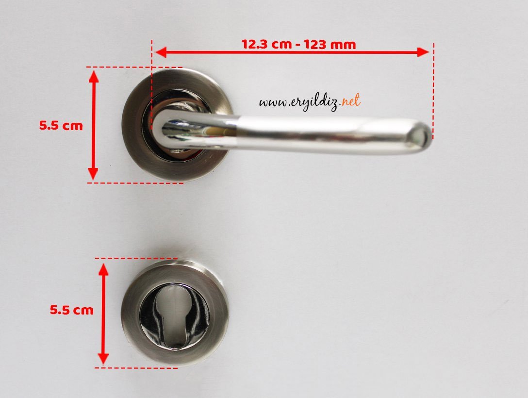 DoorAks Mercan Nikel Saten Rozetli Kapı Kolu Dış Kapısı Er yıldız hırdavat