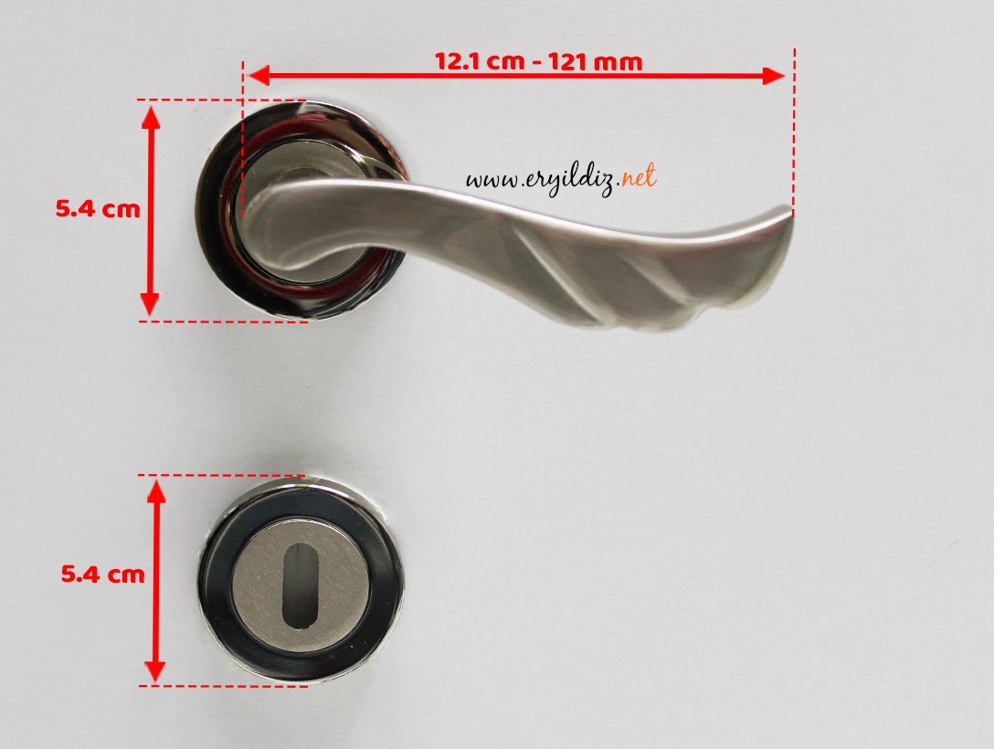 Hira Başak Nikel Saten Rozetli Kapı Kolu Oda Kapısı Er Yıldız Hırdavat