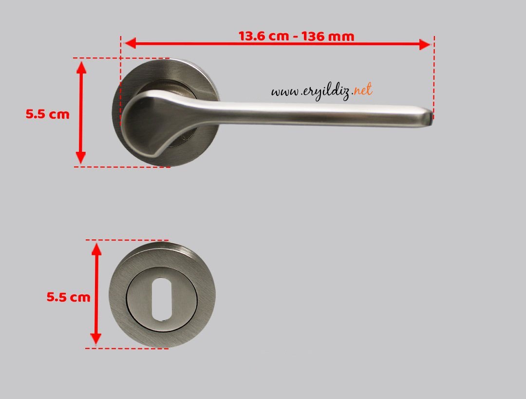 Doğanlar Anka Rozetli Kapı Kolu Saten - Oda Kapısı Er Yıldız Hırdavat