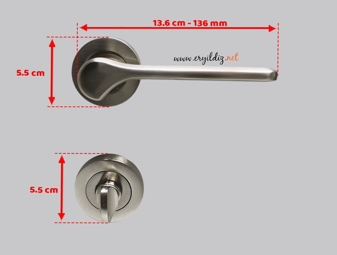 Doğanlar Anka Rozetli Kapı Kolu Saten - Wc Kapısı Er Yıldız Hırdavat