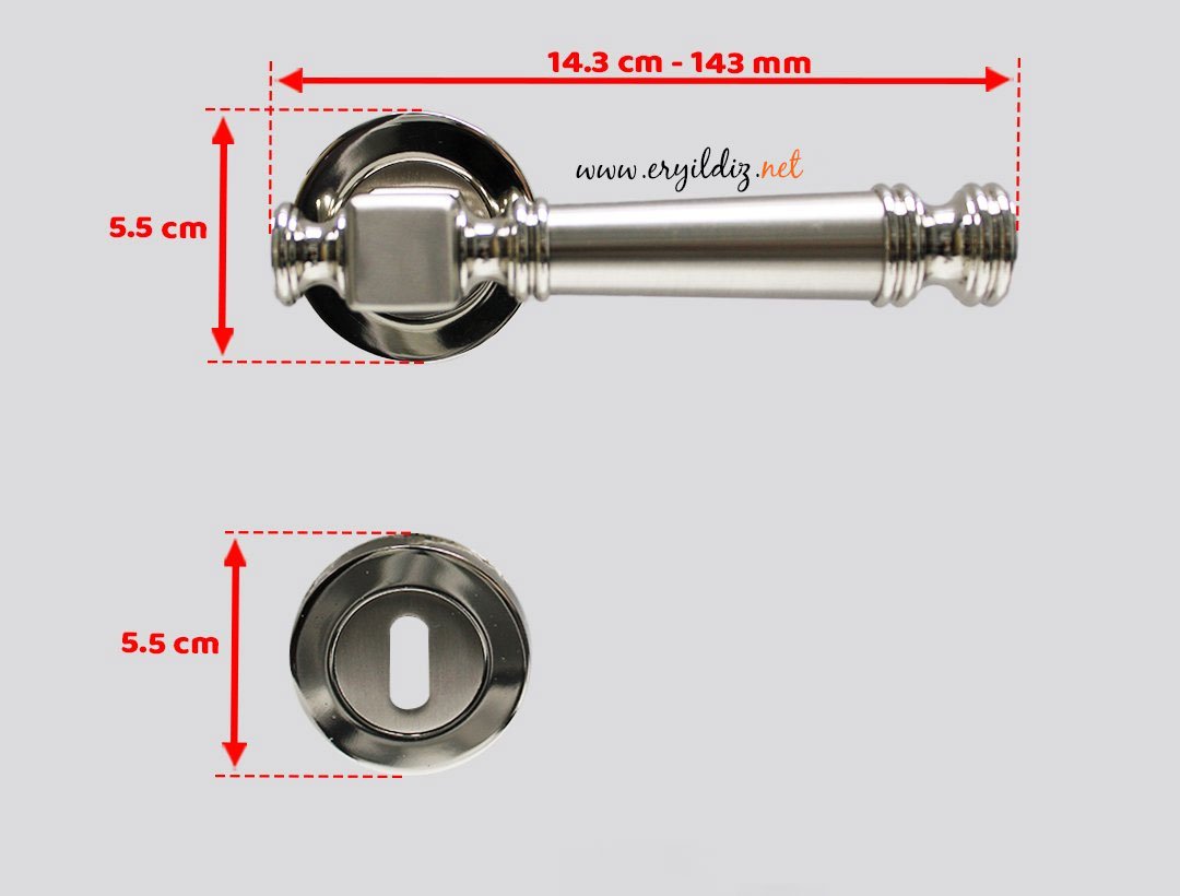 Doğanlar Dragon Rozetli Kapı Kolu Nikel Saten - Oda Kapısı Er yıldız hırdavat
