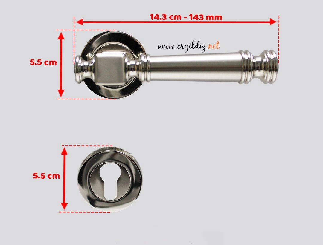 Doğanlar Dragon Rozetli Kapı Kolu Nikel saten - Dış Kapısı Er yıldız Hırdavat
