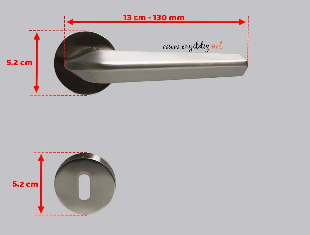 Doğanlar Linea Rozetli Kapı Kolu Saten - Oda Kapısı Er yıldız Hırdavat