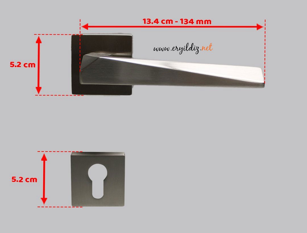 Doğanlar Prizma Rozetli Kapı Kolu Saten - Dış Kapısı Er Yıldız Hırdavat