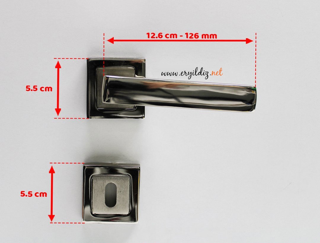 Hira Konak Nikel Saten Kare Rozetli Kapı Kolu Oda Kapısı Er Yıldız Hırdavat