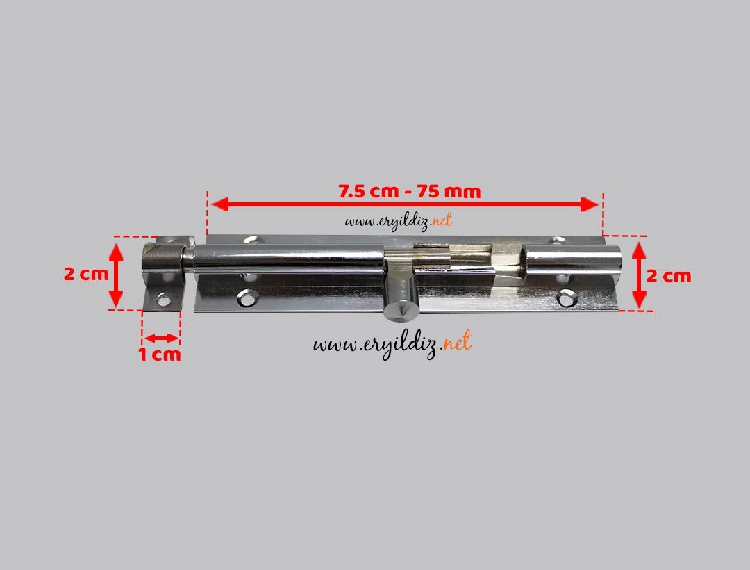 555 Pirinç Kapı Sürgüsü 7,5 cm - Krom