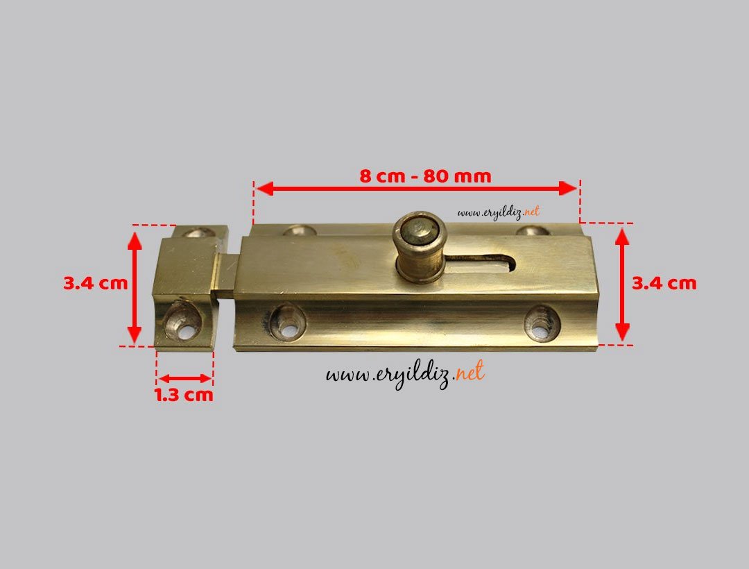 Otomatik Pirinç Kapı Sürgüsü Sarı - 8 cm Er yıldız Hırdavat
