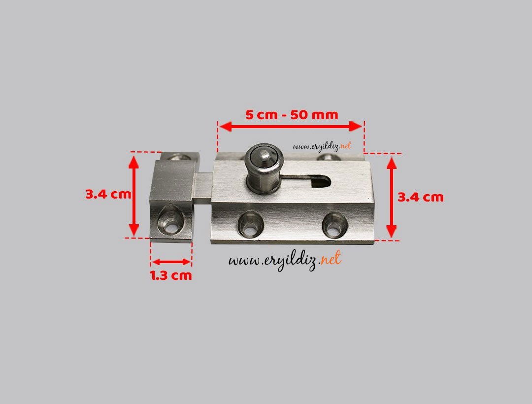 Otomatik Pirinç Kapı Sürgüsü Saten - 5 cm Er Yıldız Hırdavat