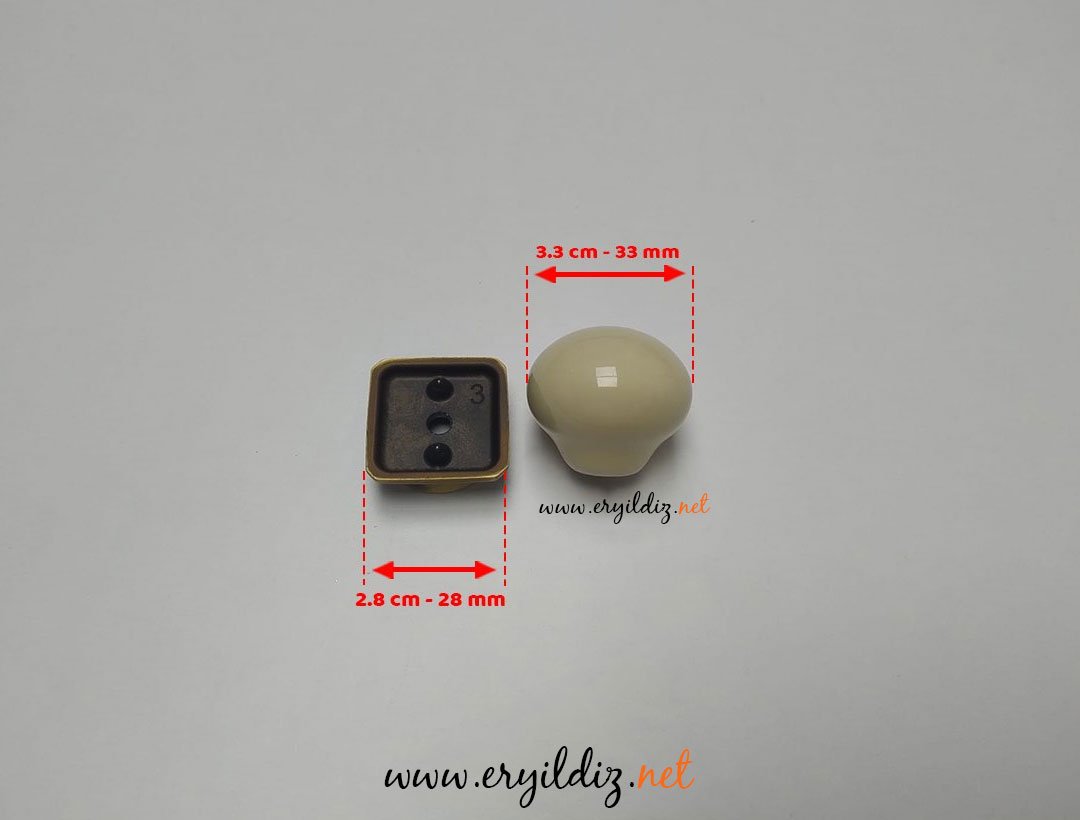 Doğanlar Z.210 Düğme Porselen Mobilya Kulp Olifka Krem Eryıldız Hırdavat