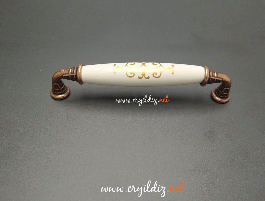 Eymen Polimer Yaldızlı Antik Bakır Mobilya Kulp 128 mm Eryıldız Hırdavat