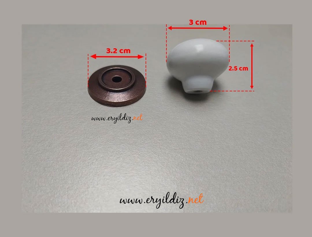 Eymen Polimer Yaldızlı Antik Bakır Mobilya Kulp Düğme 16 mm Eryıldız Hırdavat