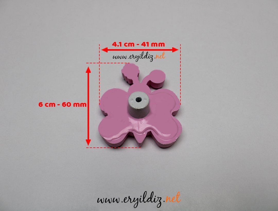 Kelebek Çocuk Odası Mobilya Kulp Pembe Eryıldız Hırdavat