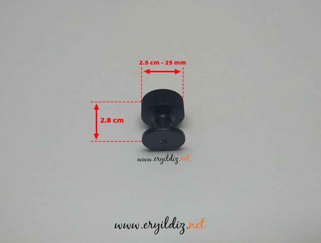 System 1975 Düğme Mobilya Kulp 26 mm Siyah Eryıldız Hırdavat
