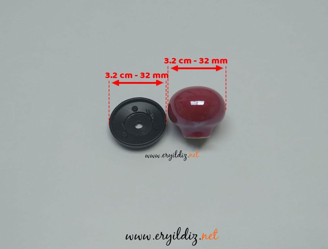 Tomurcuk 3005-85 Porselen Düğme Mobilya Kulp Kırmızı Eryıldız Hırdavat
