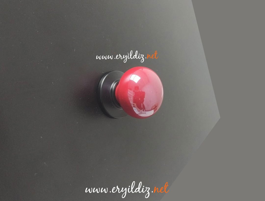 Tomurcuk 3005-85 Porselen Düğme Mobilya Kulp Kırmızı Eryıldız Hırdavat