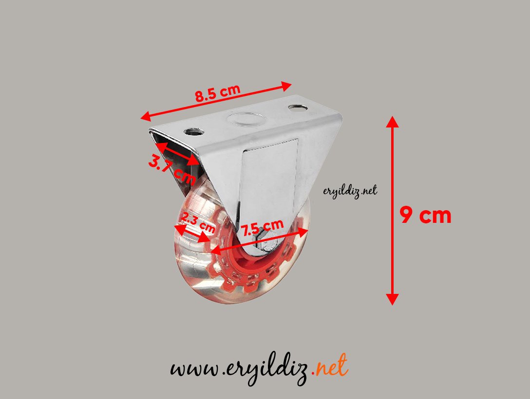 Hts Şeffaf Makaralı Sabit Mobilya Tekeri 375 Frensiz Eryıldız Hırdavat