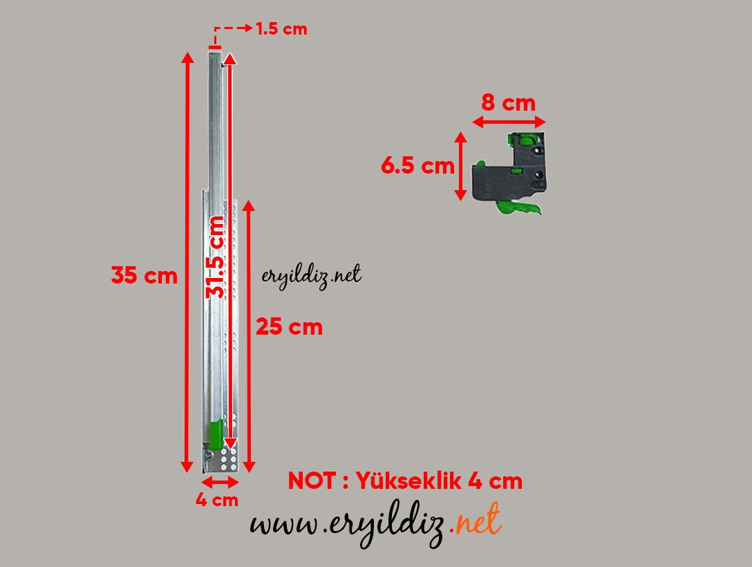 Array Plus-BM Frenli Çekmece Rayı Kısmi Açılım 35 Eryıldız Hırdavat