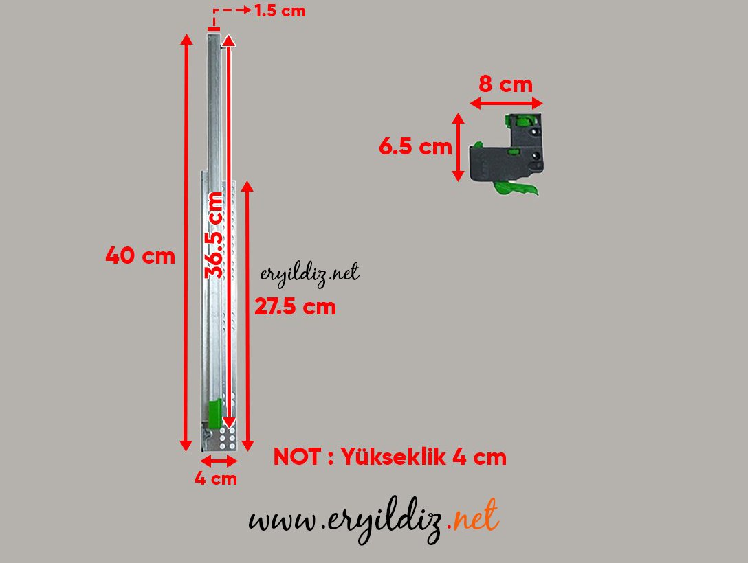 Array Plus-BM Frenli Çekmece Rayı Kısmi Açılım 40 Eryıldız Hırdavat