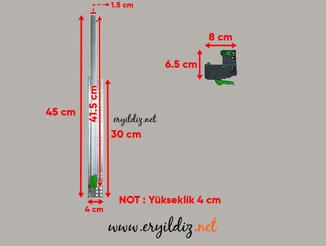 Array Plus-BM Frenli Çekmece Rayı Kısmi Açılım 45 Eryıldız Hırdavat