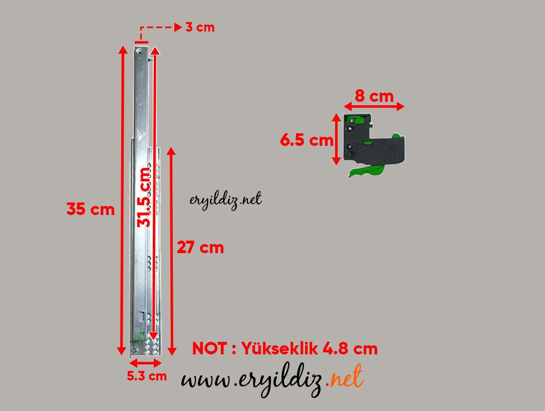 Array Plus-BM Frenli Çekmece Rayı Tam Açılım 35 Eryıldız Hırdavat