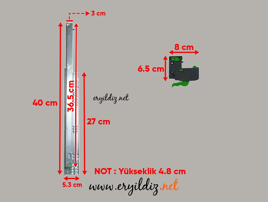 Array Plus-BM Frenli Çekmece Rayı Tam Açılım 40 Eryıldız Hırdavat