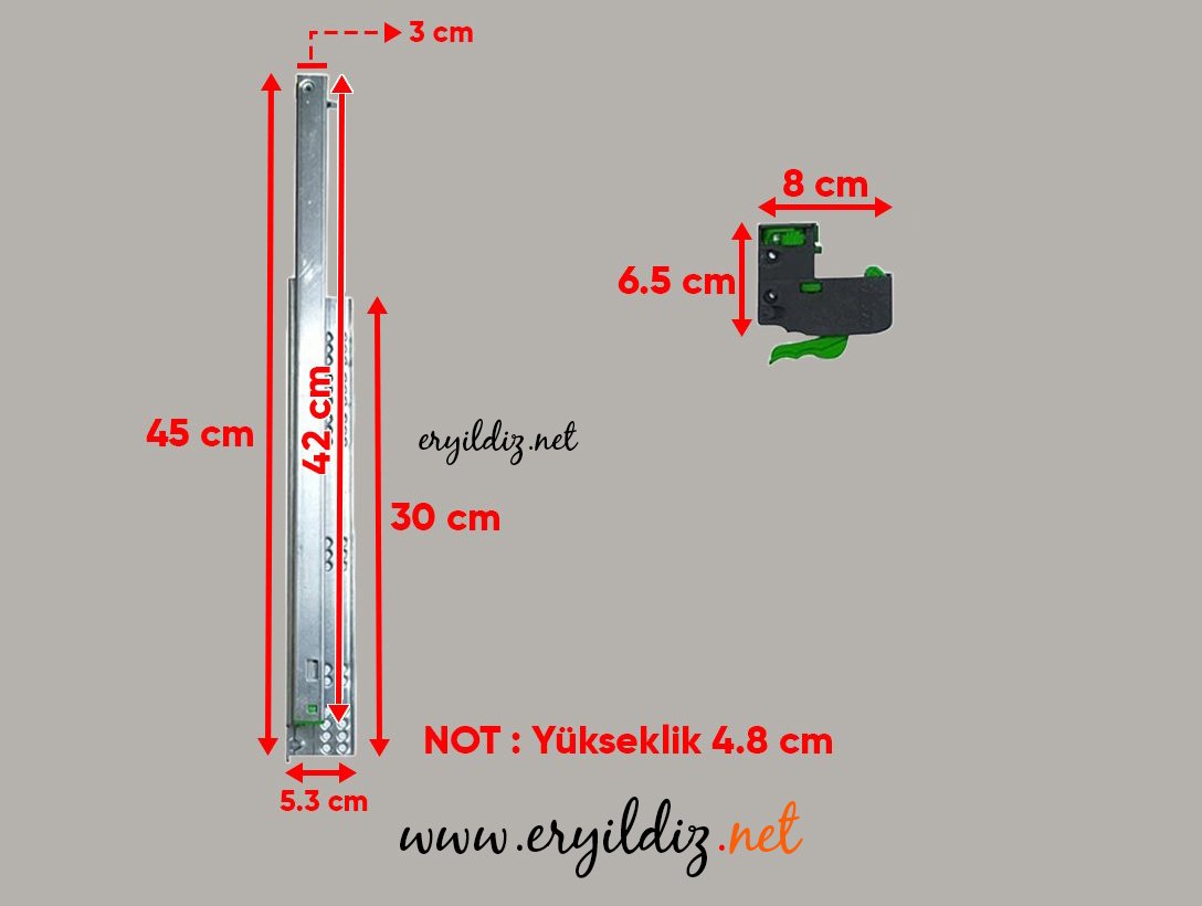 Array Plus-BM Frenli Çekmece Rayı Tam Açılım 45 Eryıldız Hırdavat