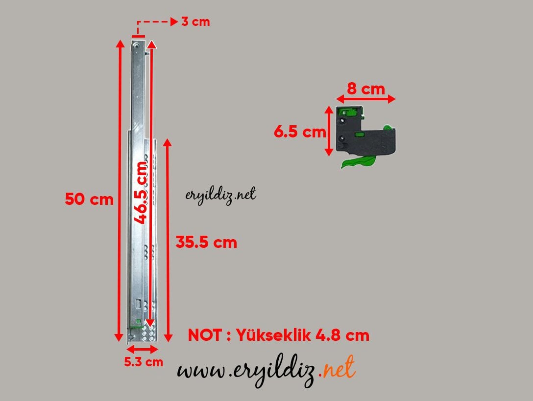 Array Plus-BM Frenli Çekmece Rayı Tam Açılım 50 Eryıldız Hırdavat