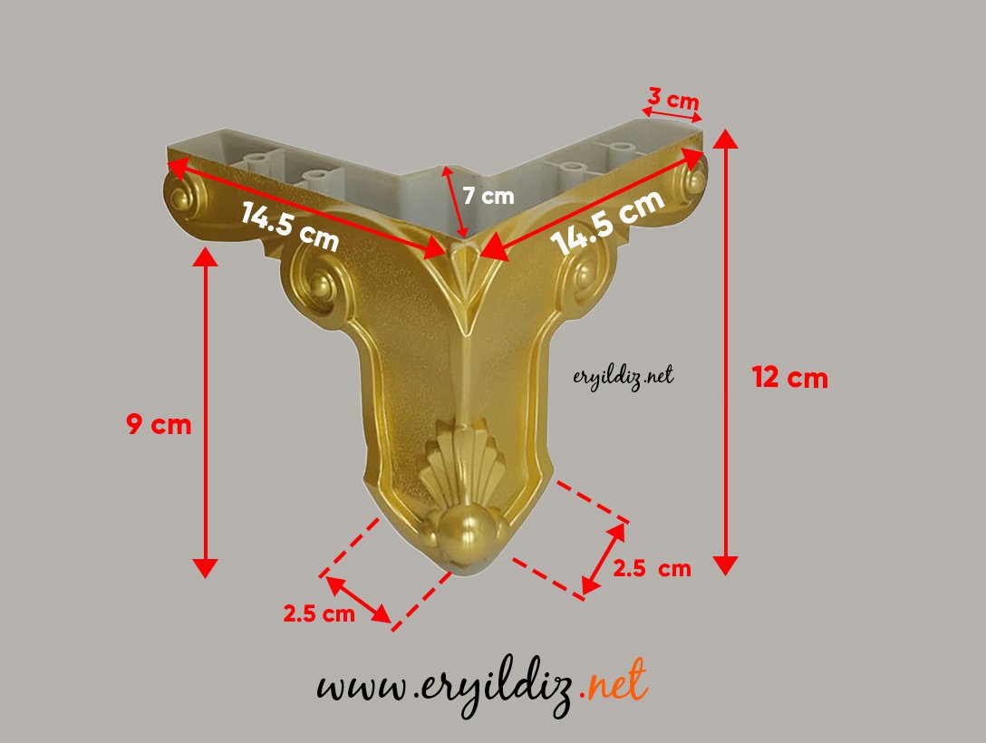 Mc Aslan Mobilya Ayak Gold - 12 cm Eryıldız Hırdavat