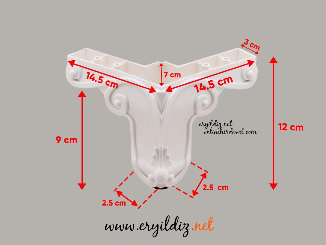 Mc Aslan Mobilya Ayak Beyaz - 12 cm Eryıldız Hırdavat