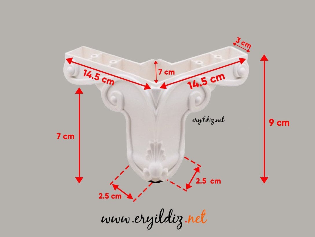 Mc Aslan Mobilya Ayak Beyaz - 9 cm Eryıldız Hırdavat