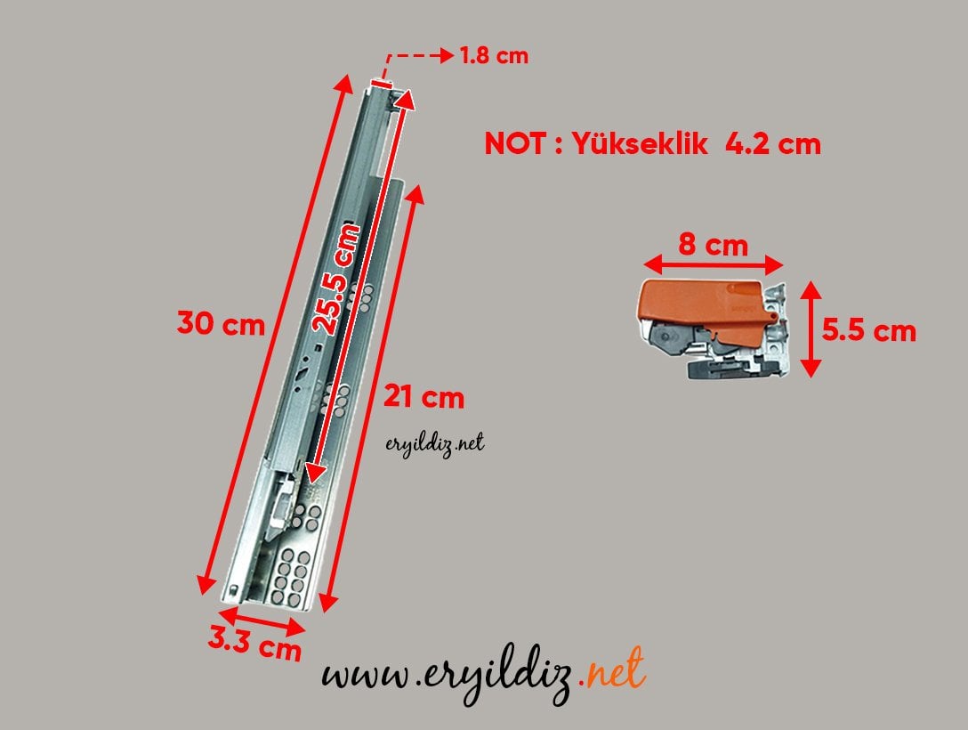 Blum Blumotion Tandem Frenli Çekmece Rayı Kısmi Açılım 30 cm Eryıldız Hırdavat