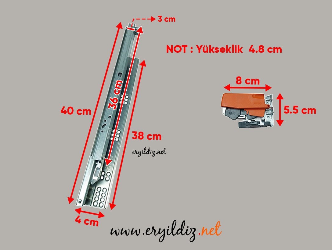 Blum Blumotion Tandem Frenli Çekmece Rayı Tam Açılım 40 cm Eryıldız Hırdavat