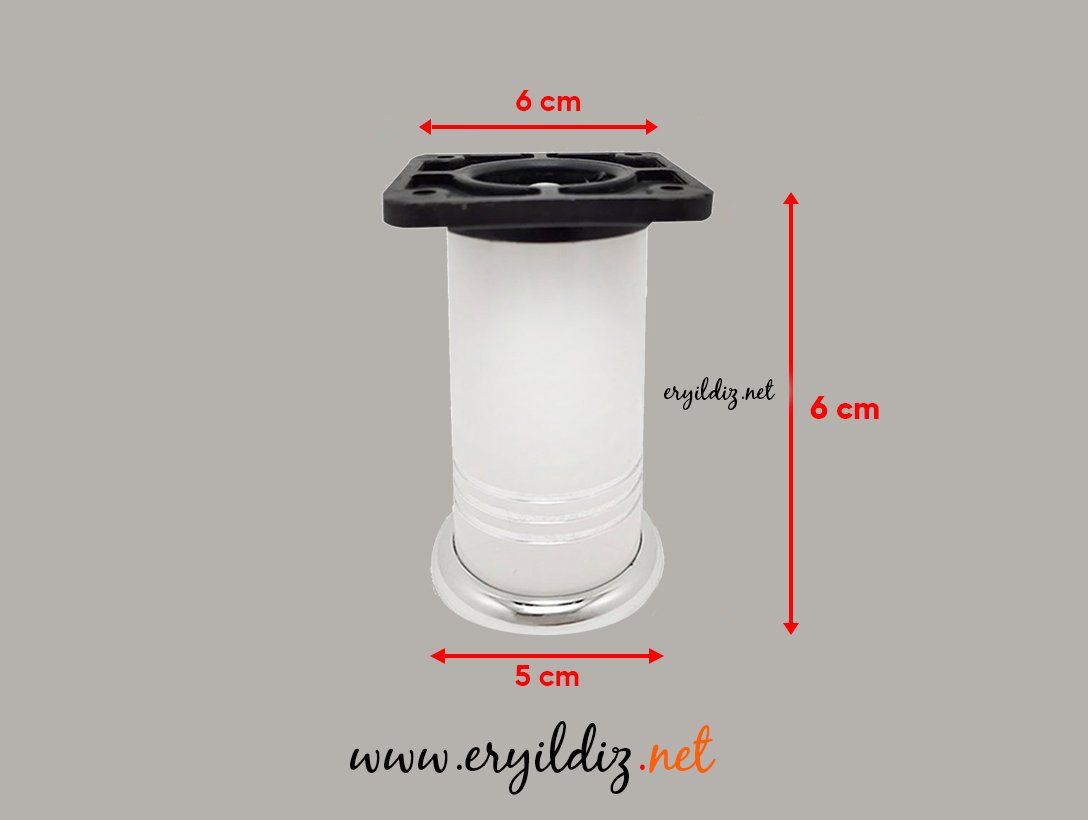 Eko Sütun Mobilya Ayak Krom Beyaz 6 cm Eryıldız Hırdavat