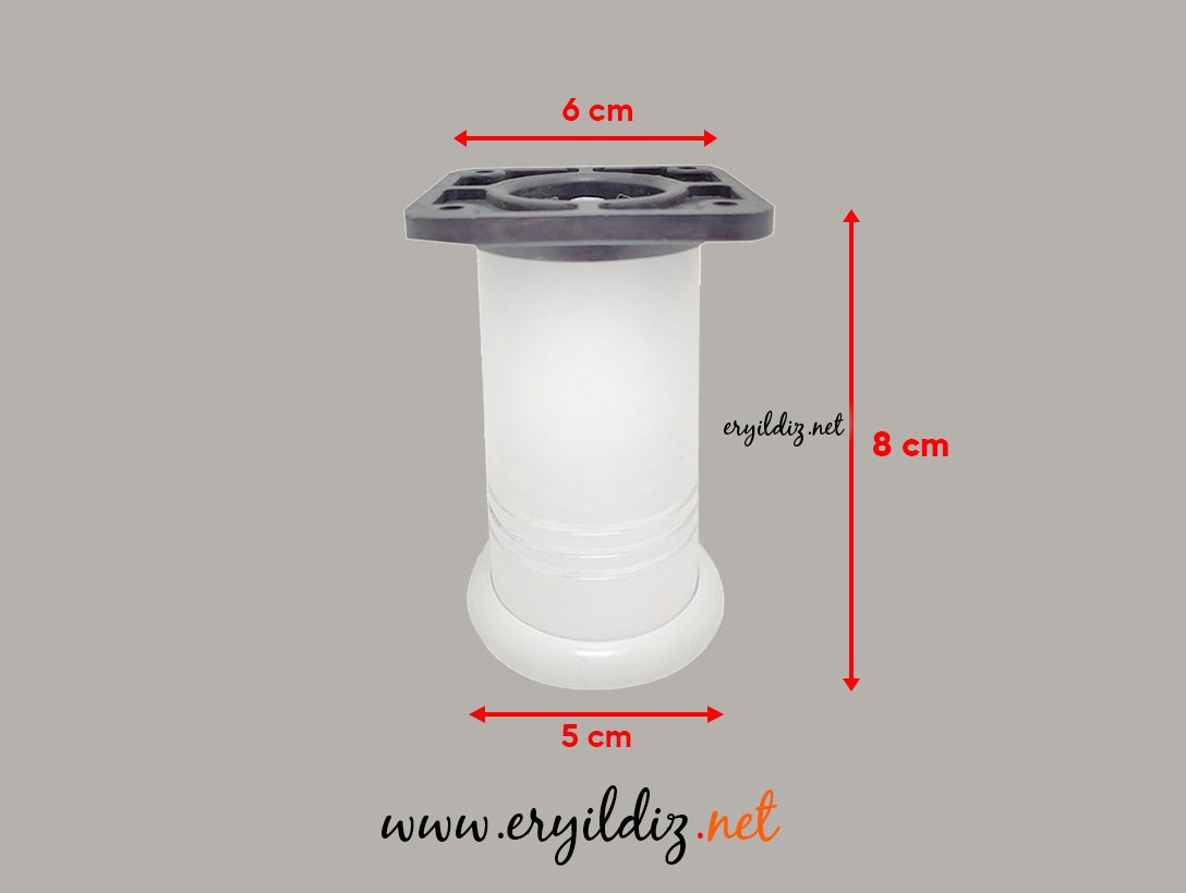 Eko Sütun Mobilya Ayak Beyaz 8 cm Eryıldız Hırdavat 