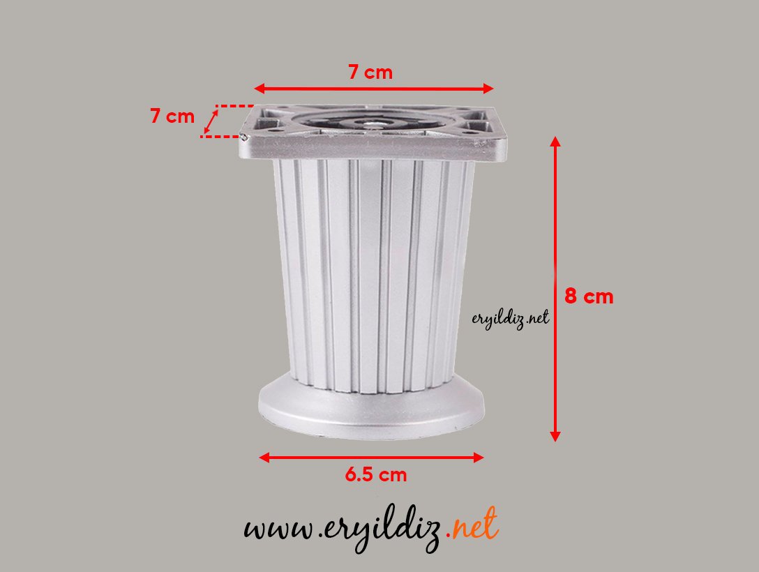 Eroğlu Çizgili Konik Mat Krom Plastik Ayak 8 cm Eryıldız Hırdavat 