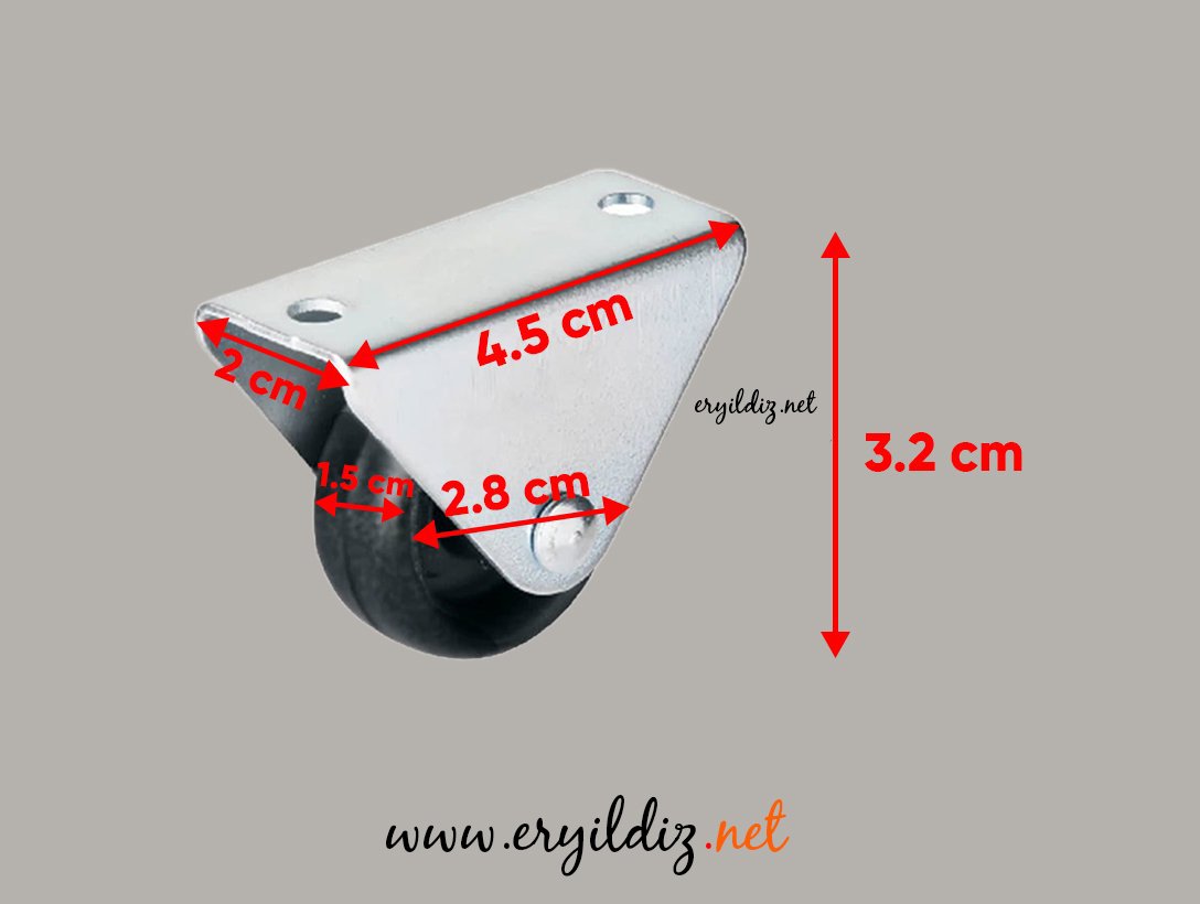 Sabit Mobilya Tekeri 2,8 cm Eryıldız hırdavat