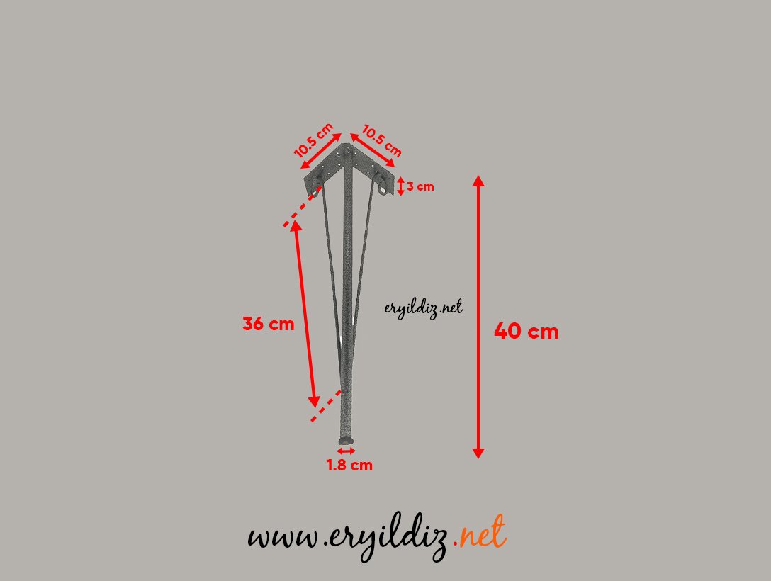 Henda Ferforje Sehpa Ayağı Gümüş Gri 41 cm Eryıldız Hırdavat