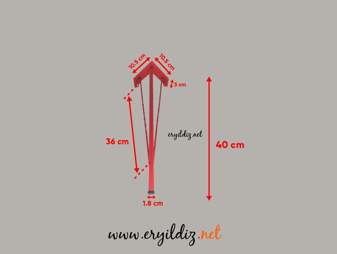 Henda Ferforje Sehpa Ayağı Kırmızı 41 cm Eryıldız Hırdavat