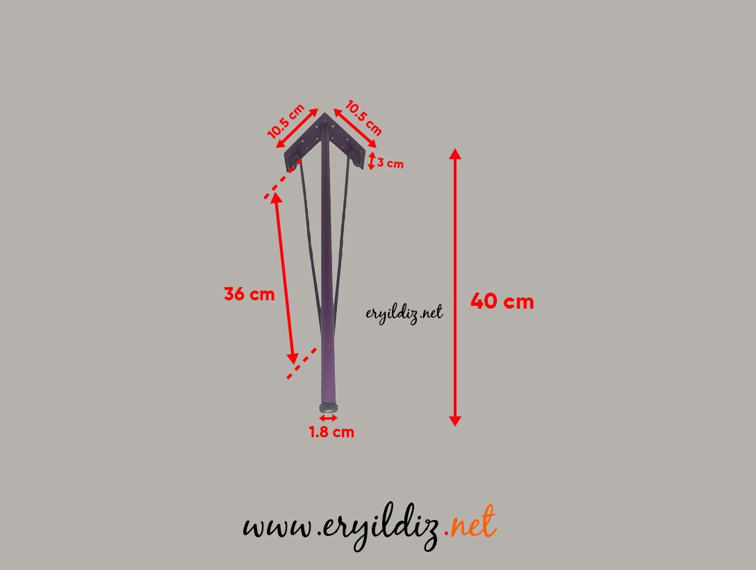 Henda Ferforje Sehpa Ayağı Mor 41 cm Eryıldız Hırdavat